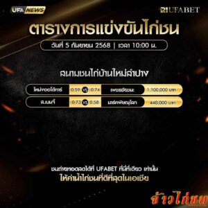 ตารางไก่ชน-วันที่-05-09-2568-โปรแกรม-สนามชนไก่บ้านใหม่ลำปาง