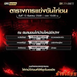 ตารางไก่ชน-วันที่-12-09-2568-โปรแกรม-สนามชนไก่บ้านใหม่ลำปาง
