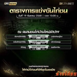 ตารางไก่ชน-วันที่-19-09-2568-โปรแกรม-สนามชนไก่บ้านใหม่ลำปาง