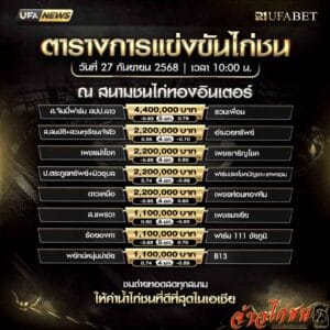 ตารางไก่ชน-วันที่-27-09-2568-โปรแกรม-สนามชนไก่ทองอินเตอร์