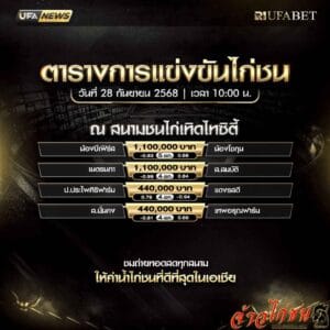 ตารางไก่ชน-วันที่-28-09-2568-โปรแกรม-สนามชนไก่เทิดไทยซิตี้