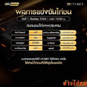 สรุปผลไก่ชน-วันที่-01-09-32568-สนามชนไก่เทพประทาน