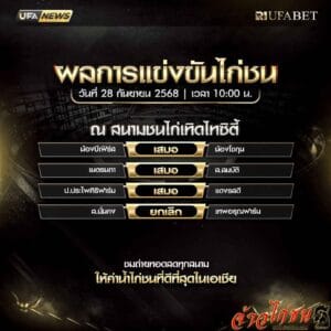 สรุปผลไก่ชน-วันที่-28-09-2568-สนามชนไก่เทิดไทยซิตี้