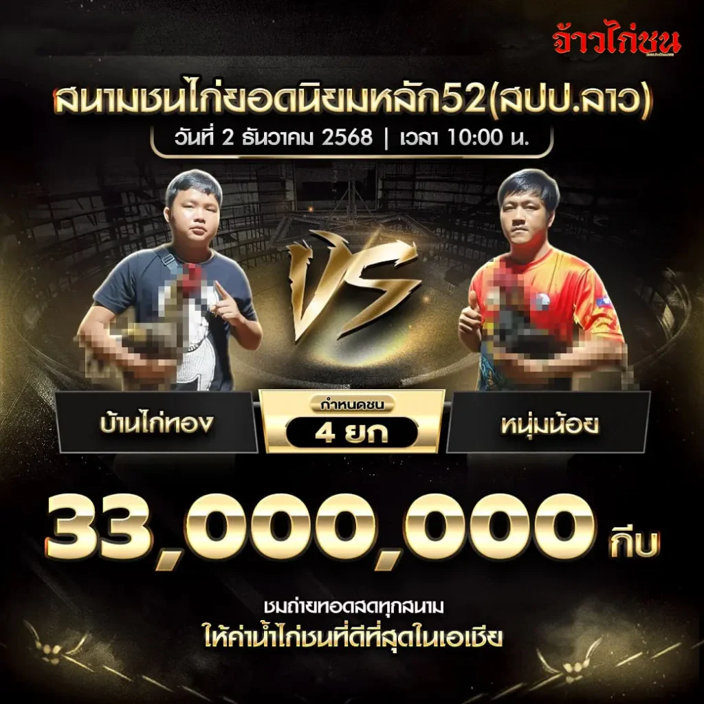 ตารางแข่งขันไก่ชน สนามยอดนิยมหลัก52