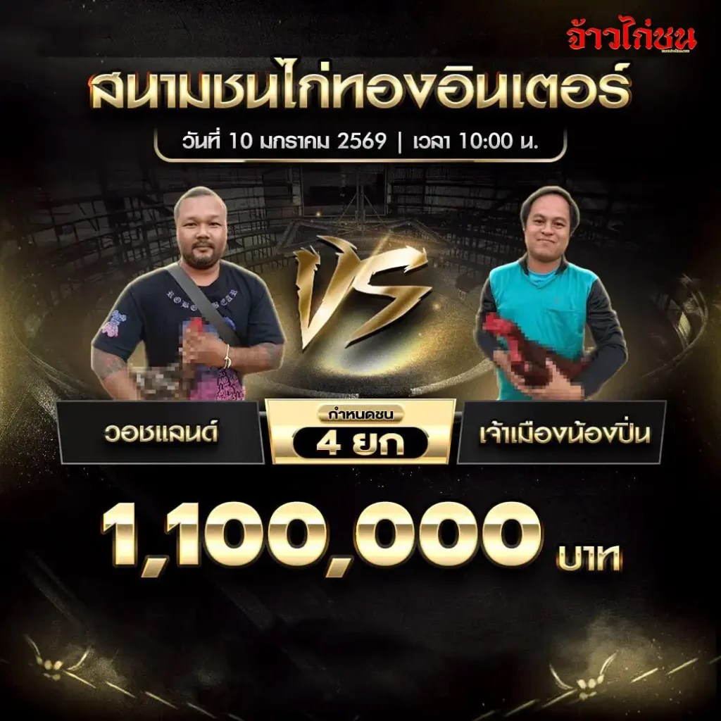 ตารางการแข่งขันไก่ชน สนามชนไก่ทองอินเตอร์ วันที่ 10 มกราคม 2568