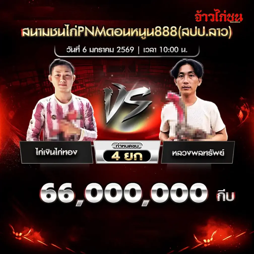 ตารางการแข่งขันไก่ชน สนาม PNM ดอนหนูน 888 วันที่ 6 มกราคม 2569