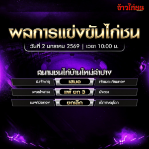 สรุปผลไก่ชน สนามชนไก่บ้านใหม่ลำปาง วันที่ 2 มกราคม 2569