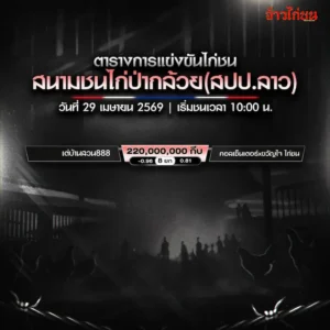 โปรแกรมไก่ชน สนามป่ากล้วย 29 เมษายน 2569 ครบทุกคู่