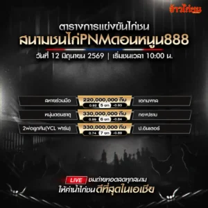 โปรแกรมไก่ชน สนามชนไก่PNMดอนหนูน888 12 มิถุนายน 2569